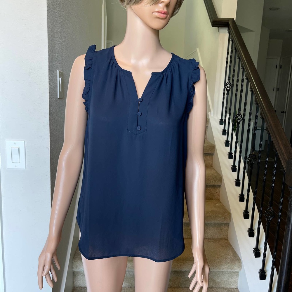 Loft Dressy Tank Top Blue Women Sz XS slightly used